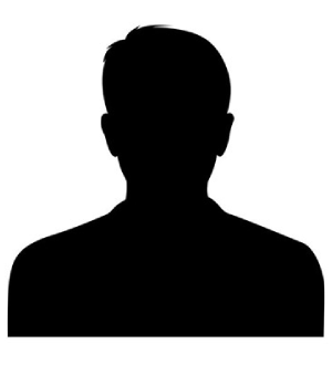Silhouette of a male head and shoulders in profile against a white background.