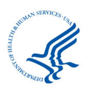 Logo of the u.s. department of health & human services featuring an abstract blue eagle design.