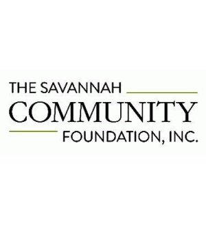 Logo of the savannah community foundation, inc., featuring elegant black text and two green horizontal lines.
