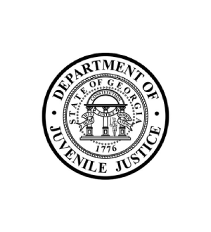 Official seal of the department of juvenile justice of the state of georgia featuring a scale, columns, and the date 1776.