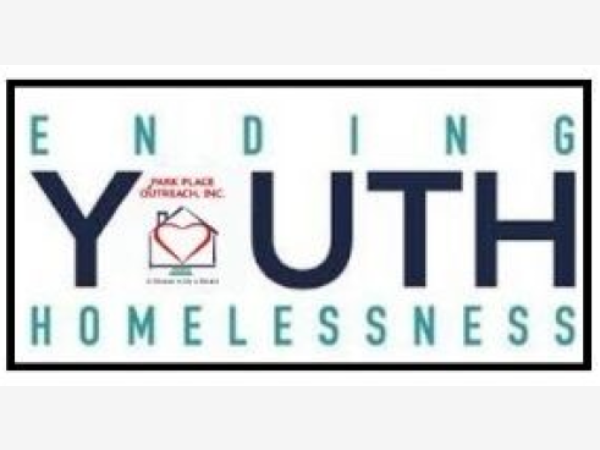 Logo of ending youth homelessness with the text "ending youth homelessness" prominently displayed, featuring an envelope graphic within the word "youth.