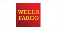Wells fargo logo featuring the company name in yellow on a red square background.
