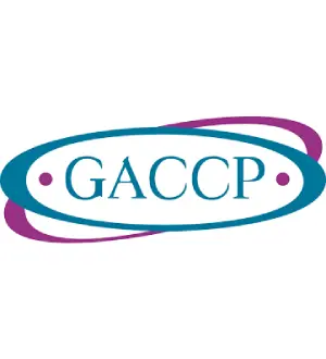 Logo of gaccp featuring blue and purple elliptical outlines around the acronym in white with dark blue letters.