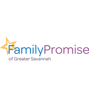 Logo of family promise of greater savannah featuring a stylized yellow star and blue text.