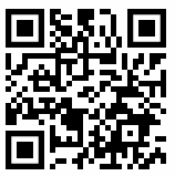 A black and white qr code on a transparent background.
